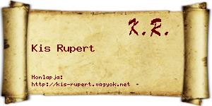 Kis Rupert névjegykártya